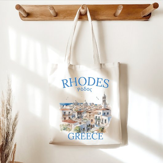 Rhodes Greece Watercolor – Greek Island Souvenir トートバッグ