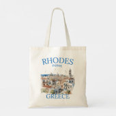 Rhodes Greece Watercolor – Greek Island Souvenir トートバッグ (裏面)