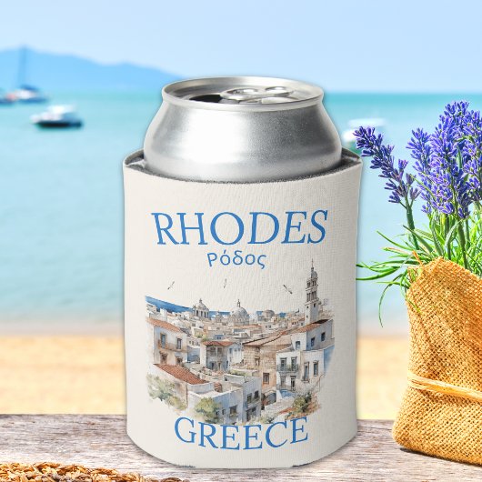 Rhodes Greece Watercolor – Island Travel Gift 缶クーラー
