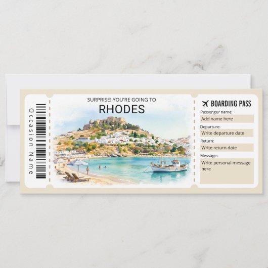 Rhodes Trip Boarding Pass Ticket 招待状 (正面)