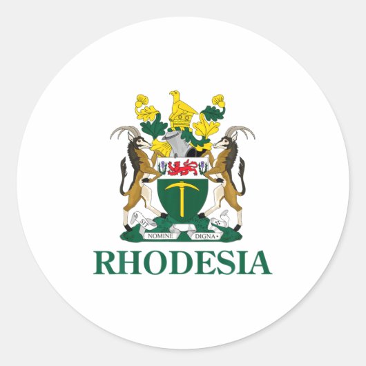 Rhodesia Coat Of Arms Zimbabwe Funny South Africa  ラウンドシール (正面)
