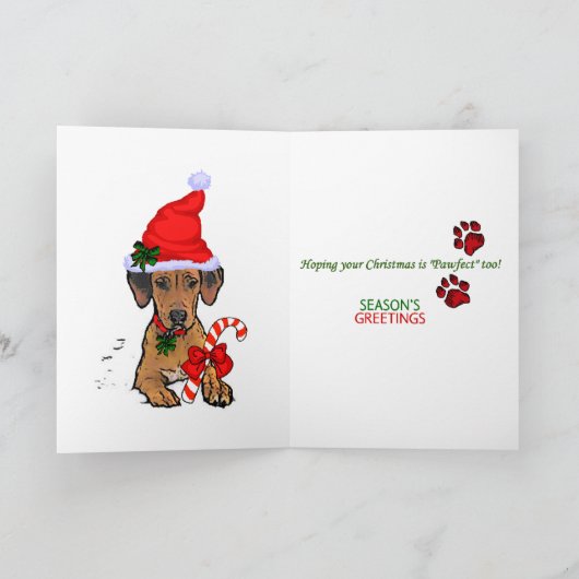 Rhodesian Ridgebackのクリスマスのギフト シーズンカード (内部)