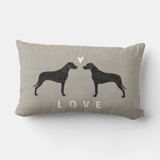 Rhodesian Ridgebackは愛のシルエットを描きます-個人化して下さい ランバークッション (裏面)