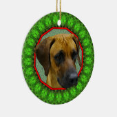 Rhodesian Ridgeback幸せなHowliday セラミックオーナメント (右)