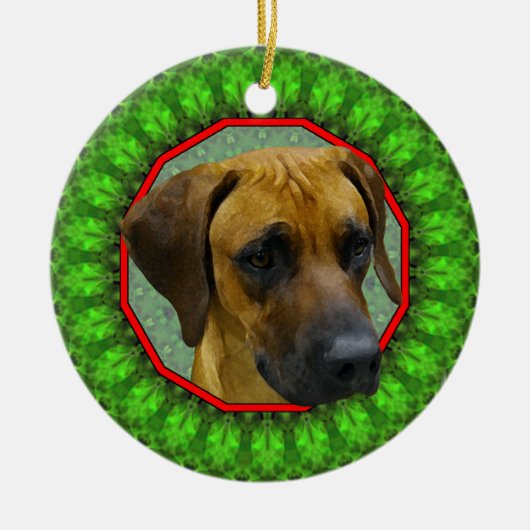 Rhodesian Ridgeback幸せなHowliday セラミックオーナメント (正面)