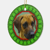 Rhodesian Ridgeback幸せなHowliday セラミックオーナメント (左)
