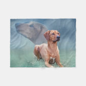Rhodesian Ridgeback犬のコラージュ フリースブランケット (正面(横))