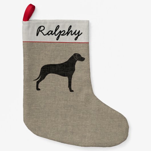 Rhodesian Ridgeback犬のシルエットの休日のカスタム スモールクリスマスストッキング (正面)