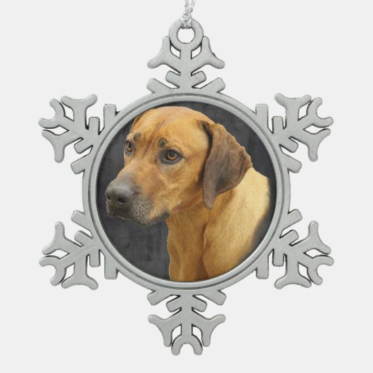 Rhodesian Ridgeback スノーフレークピューターオーナメント (正面)