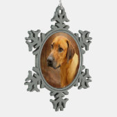 Rhodesian Ridgeback スノーフレークピューターオーナメント (左)