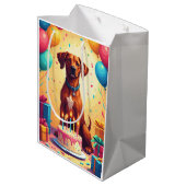 Rhodesian Ridgeback Birthday Celebration ミディアムペーパーバッグ (裏面アングル)