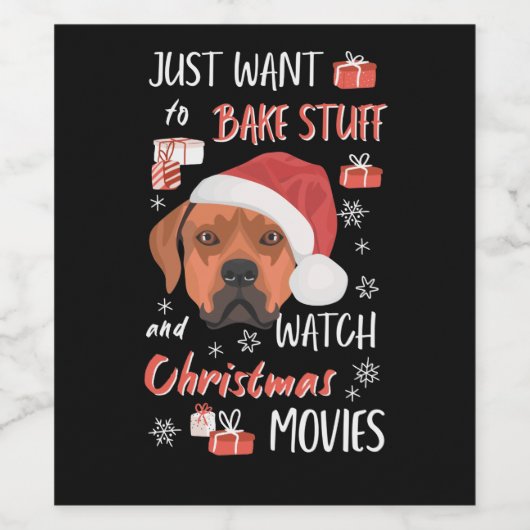 Rhodesian Ridgeback Christmas ワインラベル (シングルラベル)