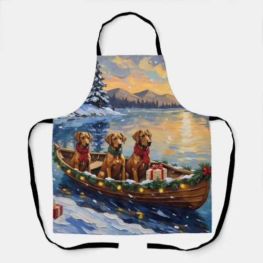 Rhodesian Ridgeback Christmas Boat Holiday エプロン (正面)