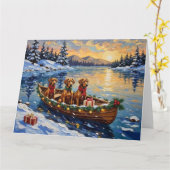 Rhodesian Ridgeback Christmas Boat Holiday カード (黄色い花)