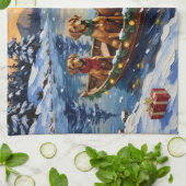 Rhodesian Ridgeback Christmas Boat Holiday キッチンタオル (折り畳み)