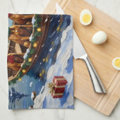 Rhodesian Ridgeback Christmas Boat Holiday キッチンタオル (四つ折り)