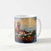 Rhodesian Ridgeback Christmas Boat Holiday コーヒーマグカップ (正面右)