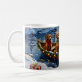 Rhodesian Ridgeback Christmas Boat Holiday コーヒーマグカップ (左)