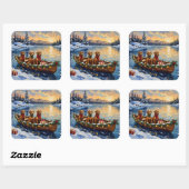 Rhodesian Ridgeback Christmas Boat Holiday スクエアシール (シート)