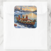 Rhodesian Ridgeback Christmas Boat Holiday スクエアシール (バッグ)
