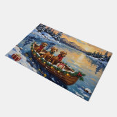 Rhodesian Ridgeback Christmas Boat Holiday ドアマット (アングル)