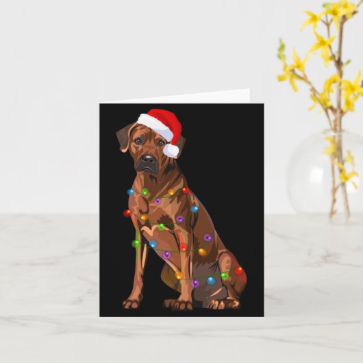 Rhodesian Ridgeback Christmas Lights Xmas Dog Love カード (黄色い花)