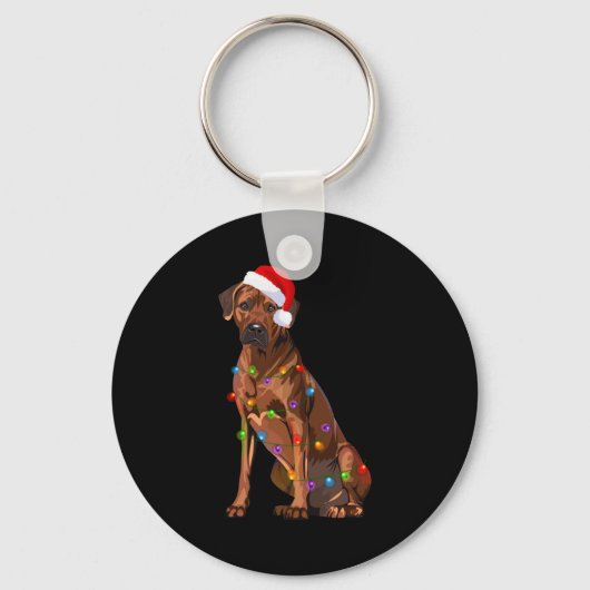 Rhodesian Ridgeback Christmas Lights Xmas Dog Love キーホルダー (正面)