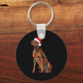Rhodesian Ridgeback Christmas Lights Xmas Dog Love キーホルダー (正面)
