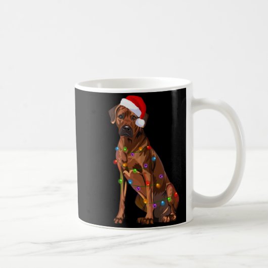 Rhodesian Ridgeback Christmas Lights Xmas Dog Love コーヒーマグカップ (右)
