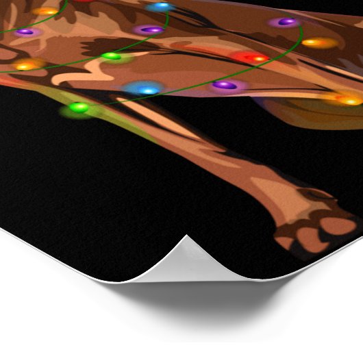 Rhodesian Ridgeback Christmas Lights Xmas Dog Love ポスター (角)