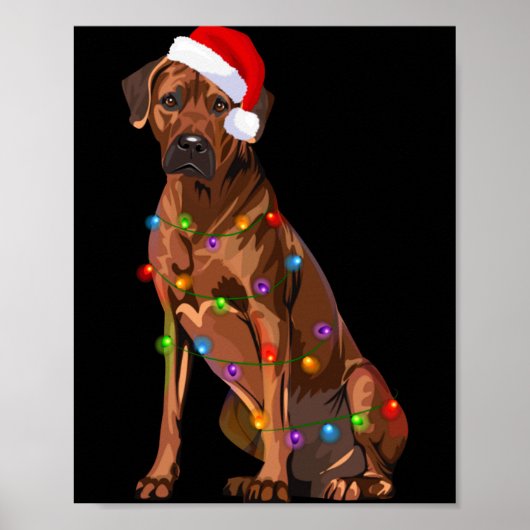 Rhodesian Ridgeback Christmas Lights Xmas Dog Love ポスター (正面)