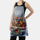 Rhodesian Ridgeback Christmas Red Truck Holiday エプロン (インサイチュ)