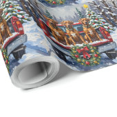 Rhodesian Ridgeback Christmas Red Truck Holiday ラッピングペーパー (ロールコーナー)