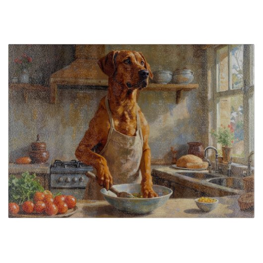 Rhodesian Ridgeback Cooking in Kitchen カッティングボード (正面)