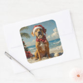 Rhodesian Ridgeback Dog Christmas Vintage Beach スクエアシール (封筒)