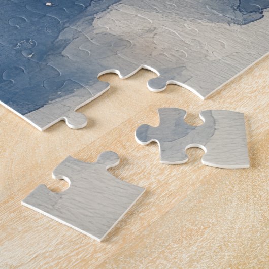 Rhodesian Ridgeback Dog in Sledge Christmas ジグソーパズル (側面)