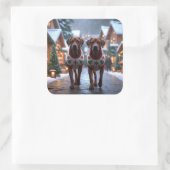 Rhodesian Ridgeback Dogs Christmas Snow Holiday スクエアシール (バッグ)
