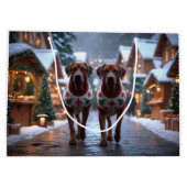 Rhodesian Ridgeback Dogs Christmas Snow Holiday ラージペーパーバッグ (裏面)