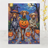 Rhodesian Ridgeback in Halloween Costumes カード (黄色い花)