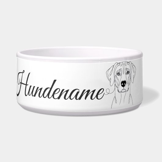 Rhodesian Ridgeback Line Art personalized bowl ボウル (正面)