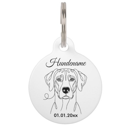 Rhodesian Ridgeback Line Art Personalized Tag ペット ネームタグ (正面)