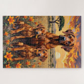 Rhodesian Ridgeback Savanna Sunset Art ジグソーパズル (横)