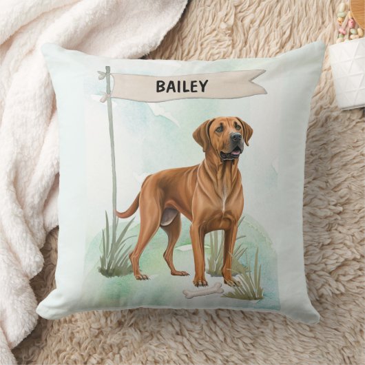 Rhodesian Ridgeback Watercolor Personalized Dog クッション (ブランケット)