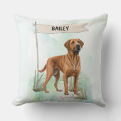 Rhodesian Ridgeback Watercolor Personalized Dog クッション (正面)