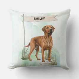 Rhodesian Ridgeback Watercolor Personalized Dog クッション