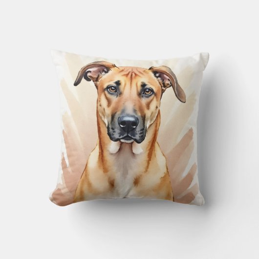 Rhodesian Ridgeback Watercolor Ridge Line Art クッション (正面)