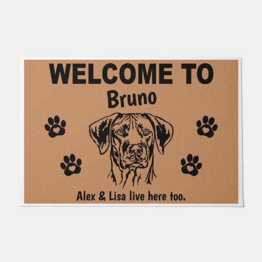 Rhodesian Ridgeback Welcome Personalized Custom  ドアマット (正面)