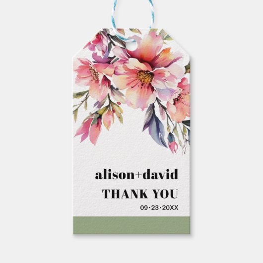 Rhododendron branch and flowers typography wedding ギフトタグ (正面)