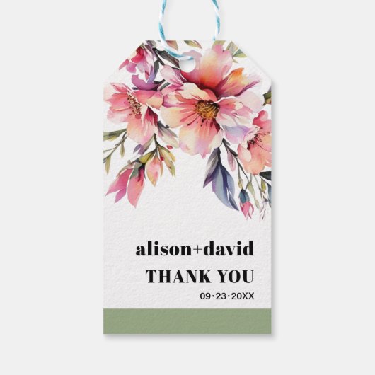 Rhododendron branch and flowers typography wedding ギフトタグ (裏面)