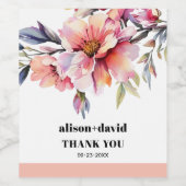 Rhododendron branch and peach-pink flowers wedding ワインラベル (シングルラベル)